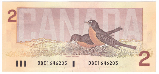 BC-55b 1986 Canada $2 Thiessen-Crow, BBE, Choice Uncirculated (CUNC63)