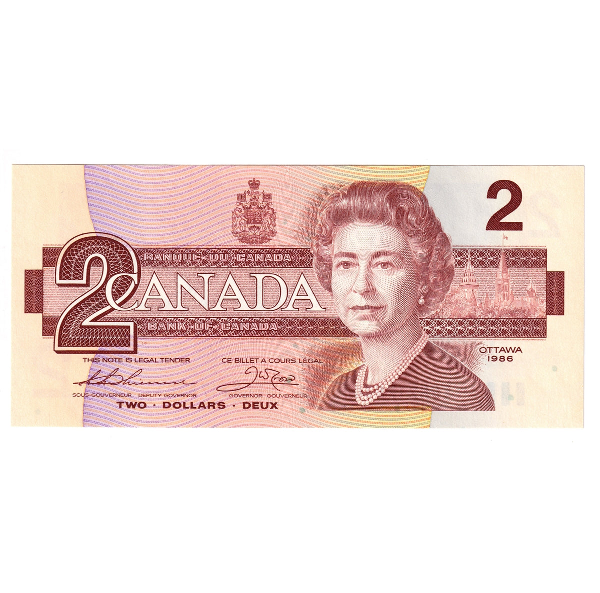 BC-55b-i 1986 Canada $2 Thiessen-Crow, EGN, Uncirculated (MS60)