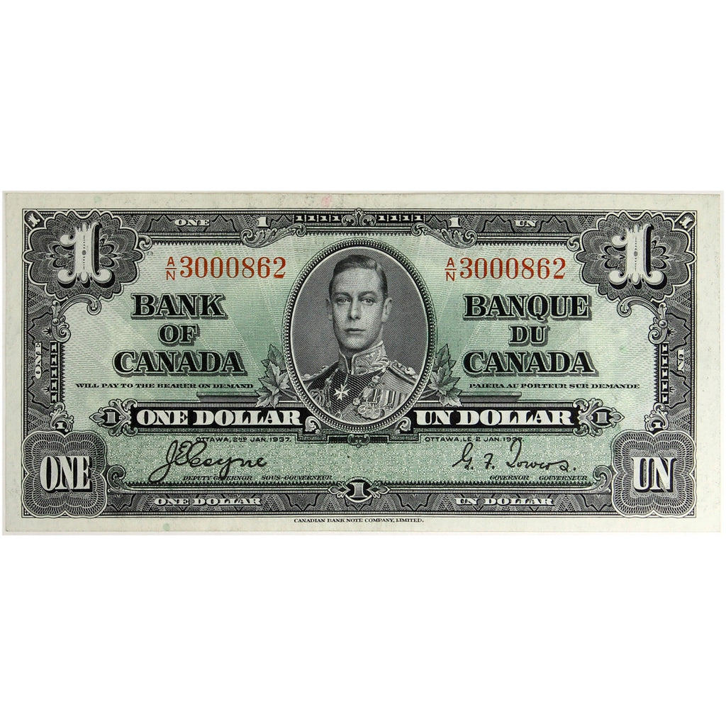 BC-21d 1937 Canada $1 Coyne-Towers, A/N, AU-UNC