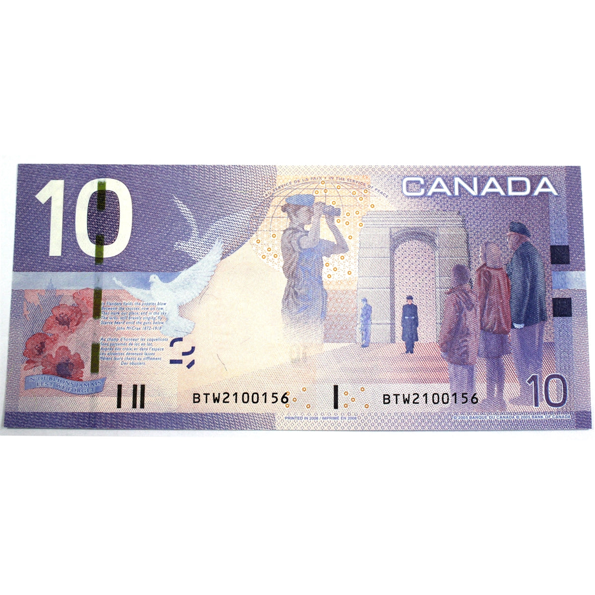 BC-68bA 2008 Canada $10 Jenkins-Carney, BTW (2.085M-2.105M), Choice Uncirculated (CUNC63)