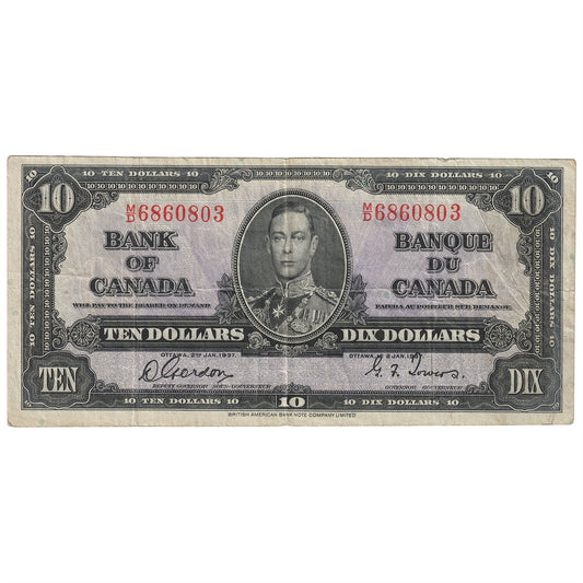 BC-24b 1937 Canada $10 Gordon-Towers, M/D, F-VF