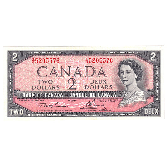 BC-38d 1954 Canada $2 Lawson-Bouey, T/G, VF-EF (VF30)