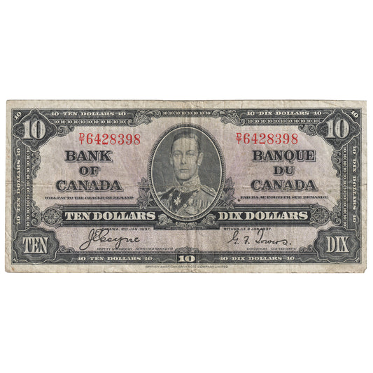 BC-24c 1937 Canada $10 Coyne-Towers, D/T, VG-F