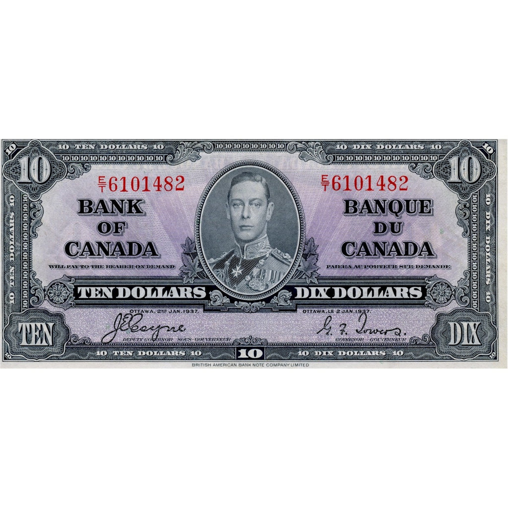 BC-24c 1937 Canada $10 Coyne-Towers, E/T, Extra Fine (EF40)