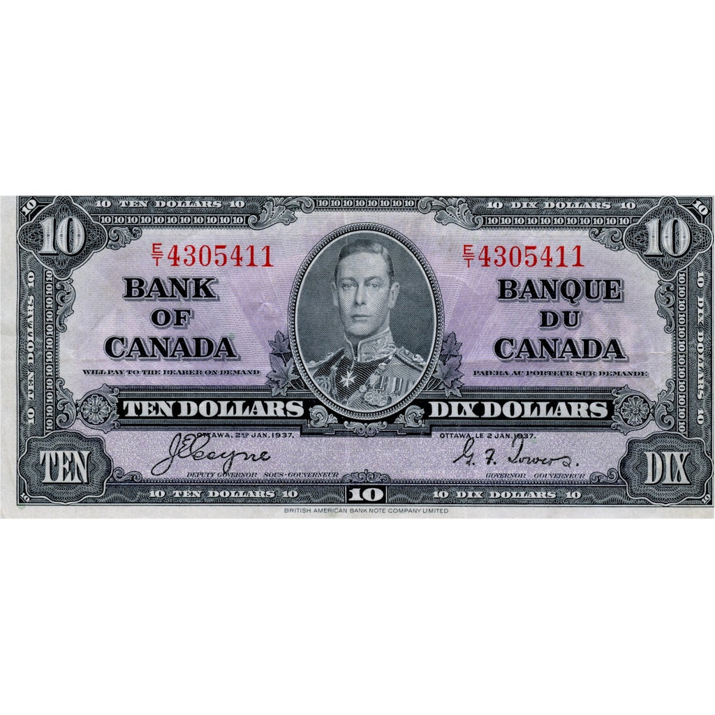BC-24c 1937 Canada $10 Coyne-Towers, E/T, VF-EF