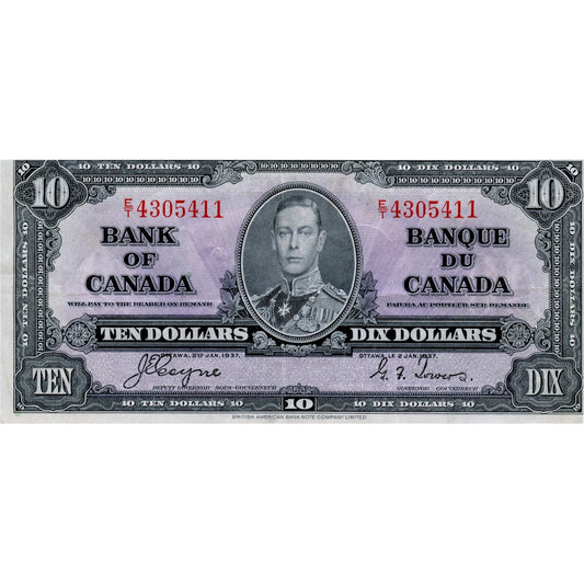 BC-24c 1937 Canada $10 Coyne-Towers, E/T, VF-EF