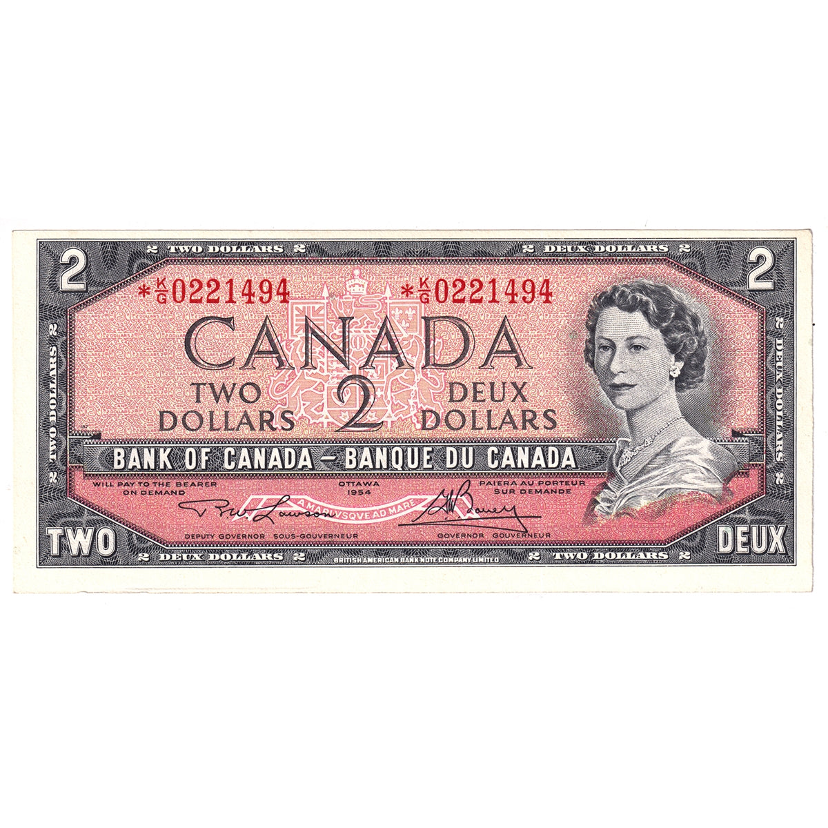 BC-38dA 1954 Canada $2 Lawson-Bouey, *K/G, Uncirculated (MS60)