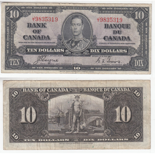 BC-24c 1937 Canada $10 Coyne-Towers, J/T, F-VF
