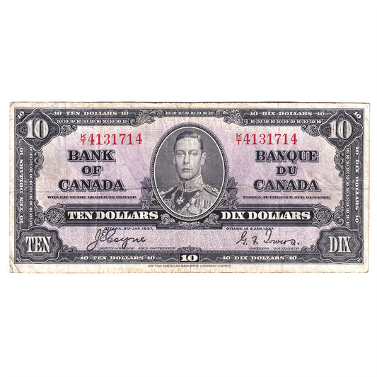 BC-24c 1937 Canada $10 Coyne-Towers, K/T, F