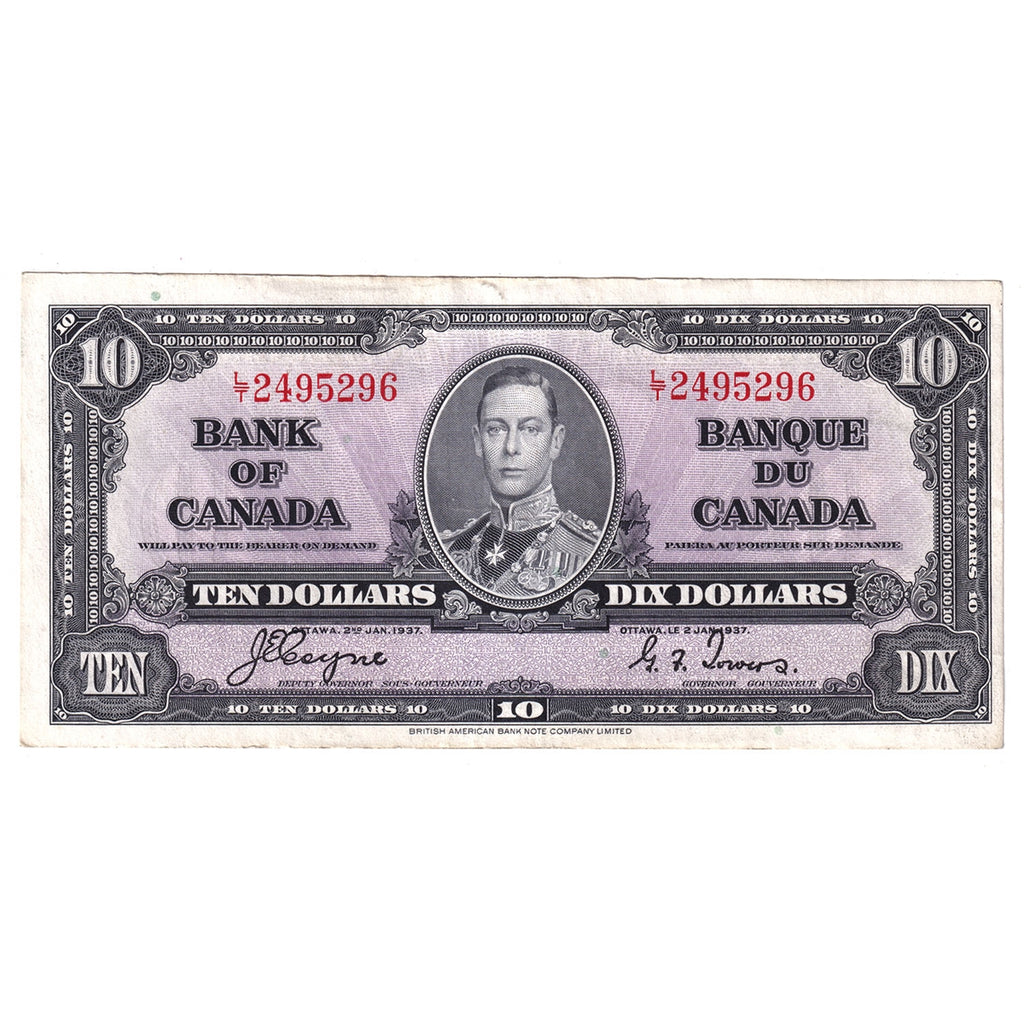 BC-24c 1937 Canada $10 Coyne-Towers, L/T, EF-AU (EF45)