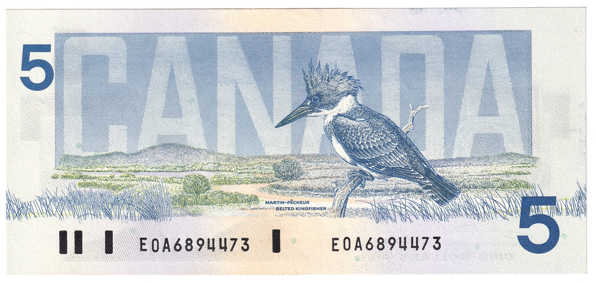 BC-56a 1986 Canada $5 Crow-Bouey, EOA, AU-UNC (AU55)