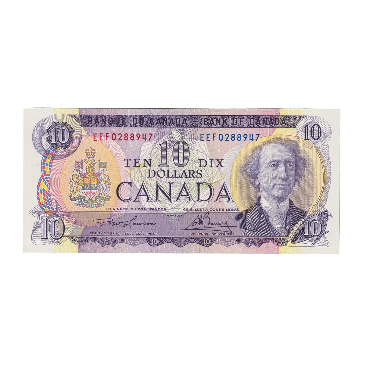 BC-49c-i 1971 Canada $10 Lawson-Bouey, EEF, Choice Uncirculated (CUNC63)