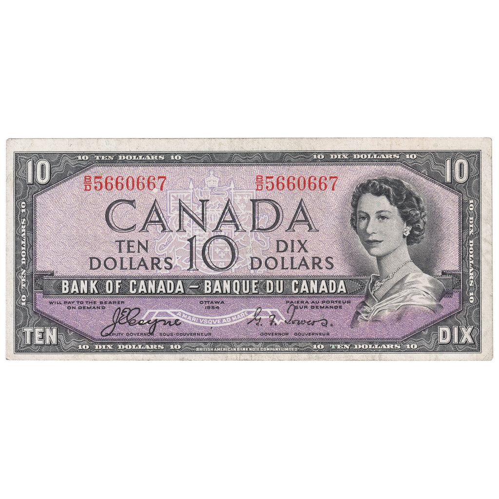BC-32a 1954 Canada $10 Coyne-Towers, Devil's Face, B/D, VF