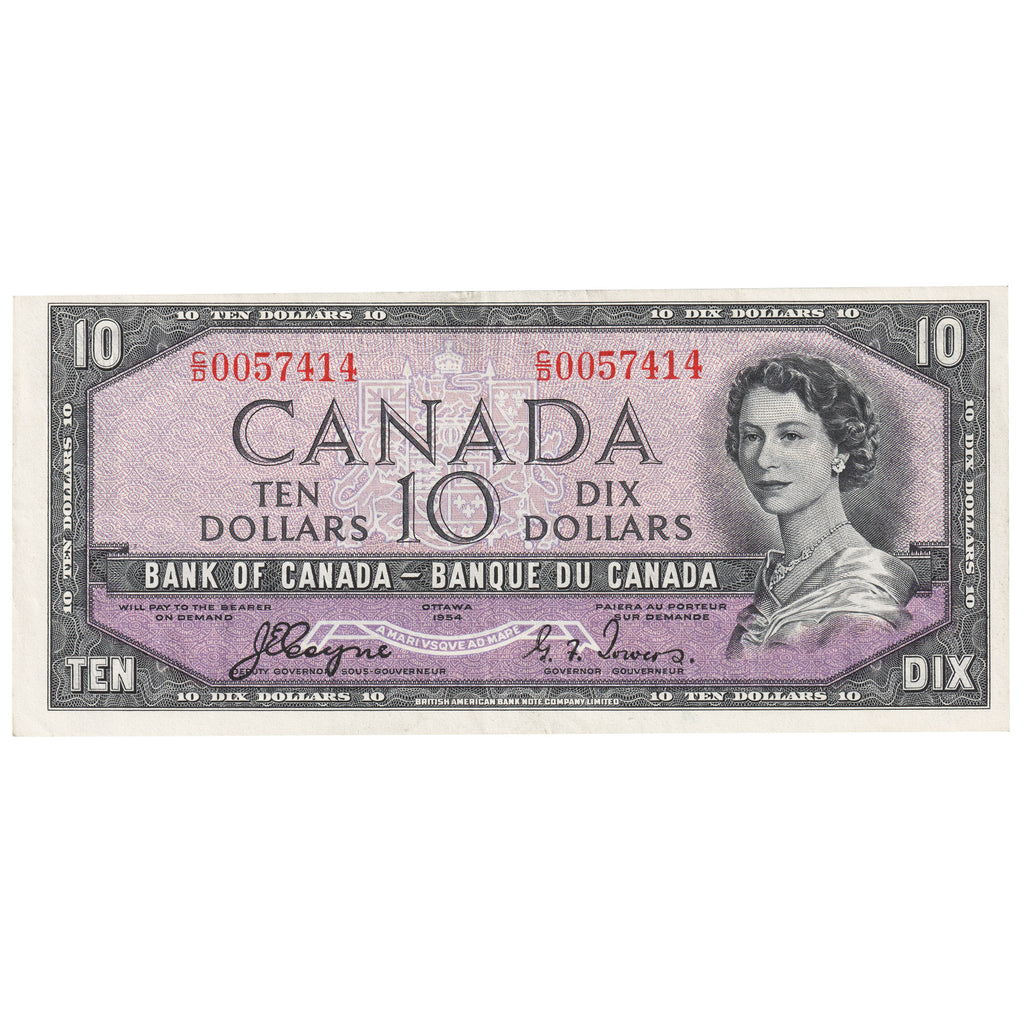 BC-32a 1954 Canada $10 Coyne-Towers, Devil's Face, C/D, Extra Fine (EF40)