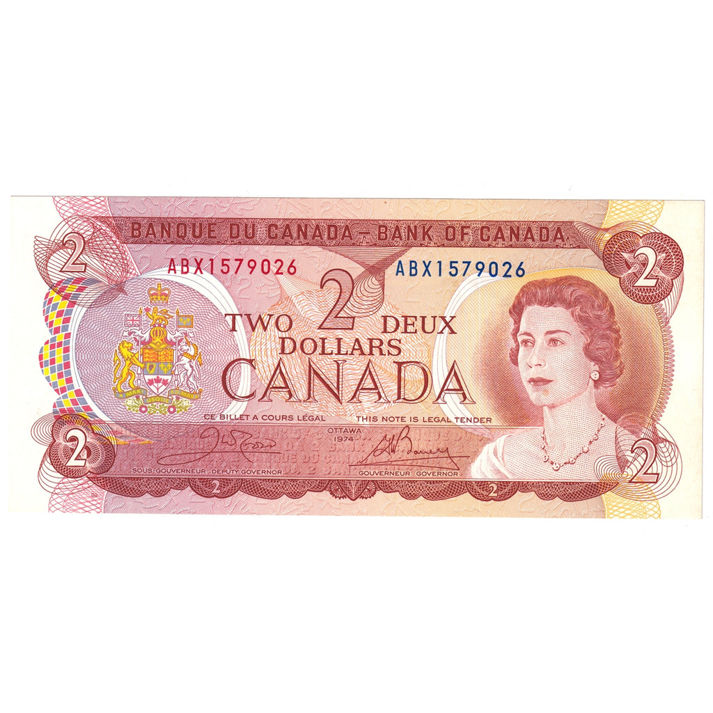 BC-47bA 1974 Canada $2 Crow-Bouey, ABX, Uncirculated (MS60)
