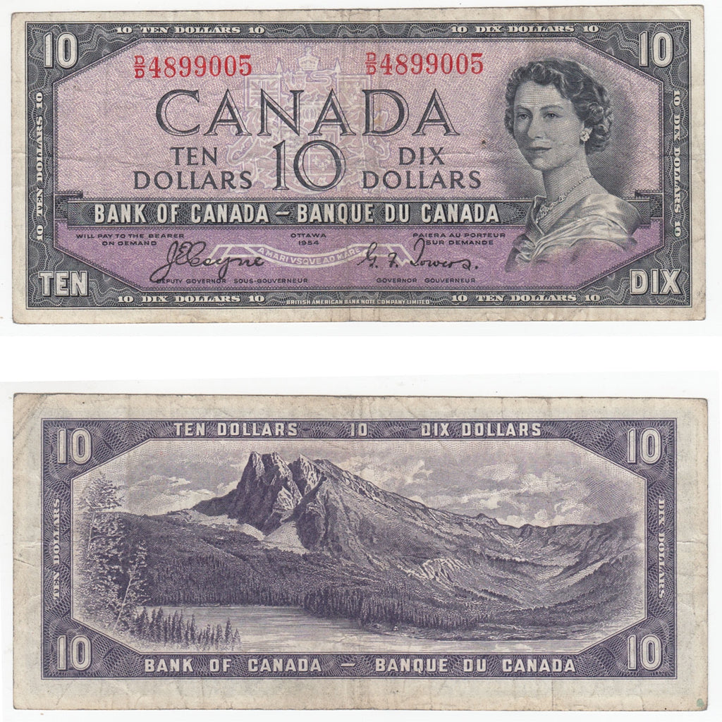 BC-32a 1954 Canada $10 Coyne-Towers, Devil's Face, D/D, F-VF (F15)