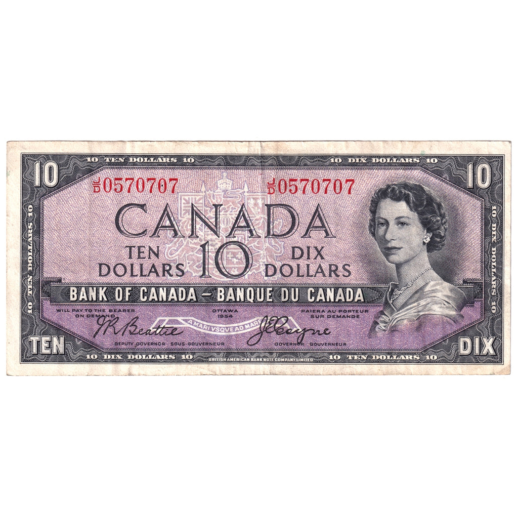 BC-32b 1954 Canada $10 Beattie-Coyne, Devil's Face, J/D, VF