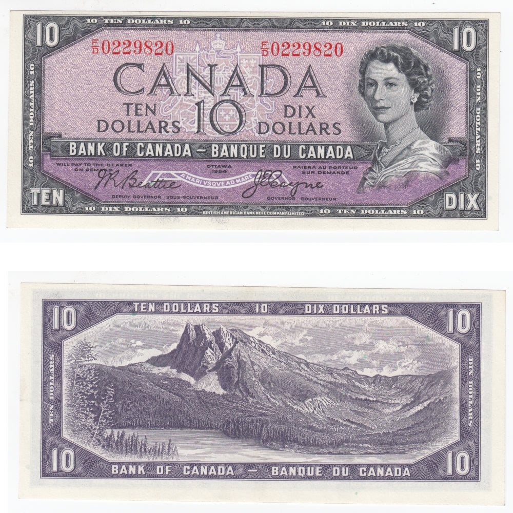 BC-32b 1954 Canada $10 Beattie-Coyne, Devil's Face, F/D, VF-EF (VF30)
