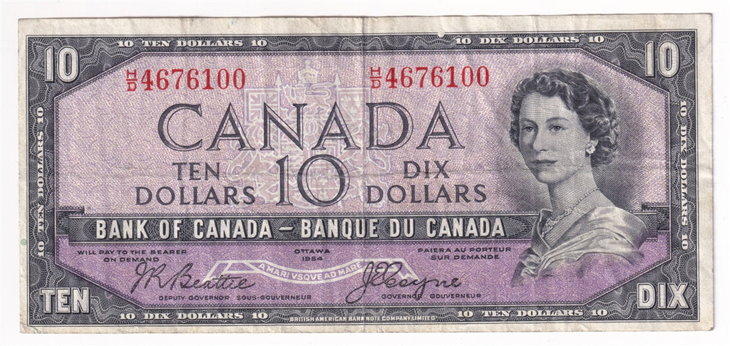 BC-32b 1954 Canada $10 Beattie-Coyne, Devil's Face, H/D, F-VF
