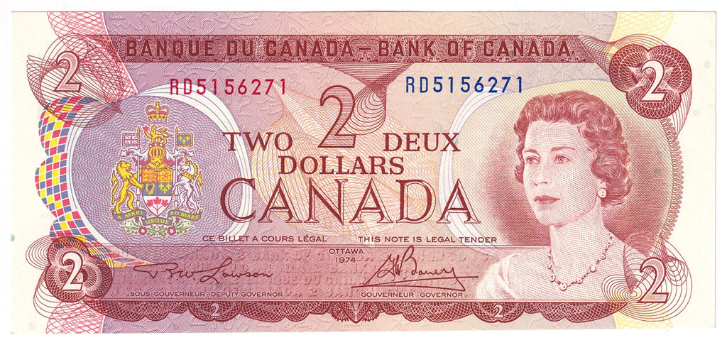 BC-47a 1974 Canada $2 Lawson-Bouey, RD, Uncirculated (MS60)