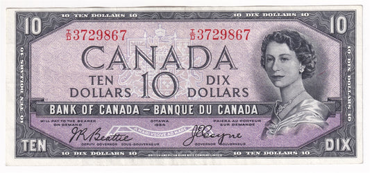 BC-32b 1954 Canada $10 Beattie-Coyne, Devil's Face, I/D, VF-EF