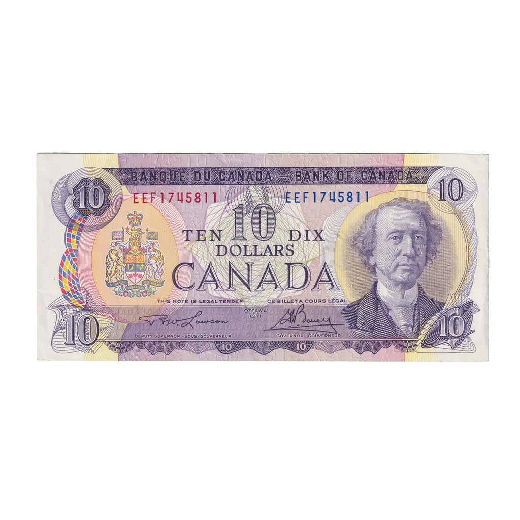 BC-49c-i 1971 Canada $10 Lawson-Bouey, EEF, Extra Fine (EF40)