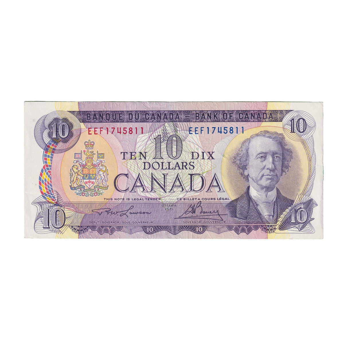 BC-49c-i 1971 Canada $10 Lawson-Bouey, EEF, Extra Fine (EF40)