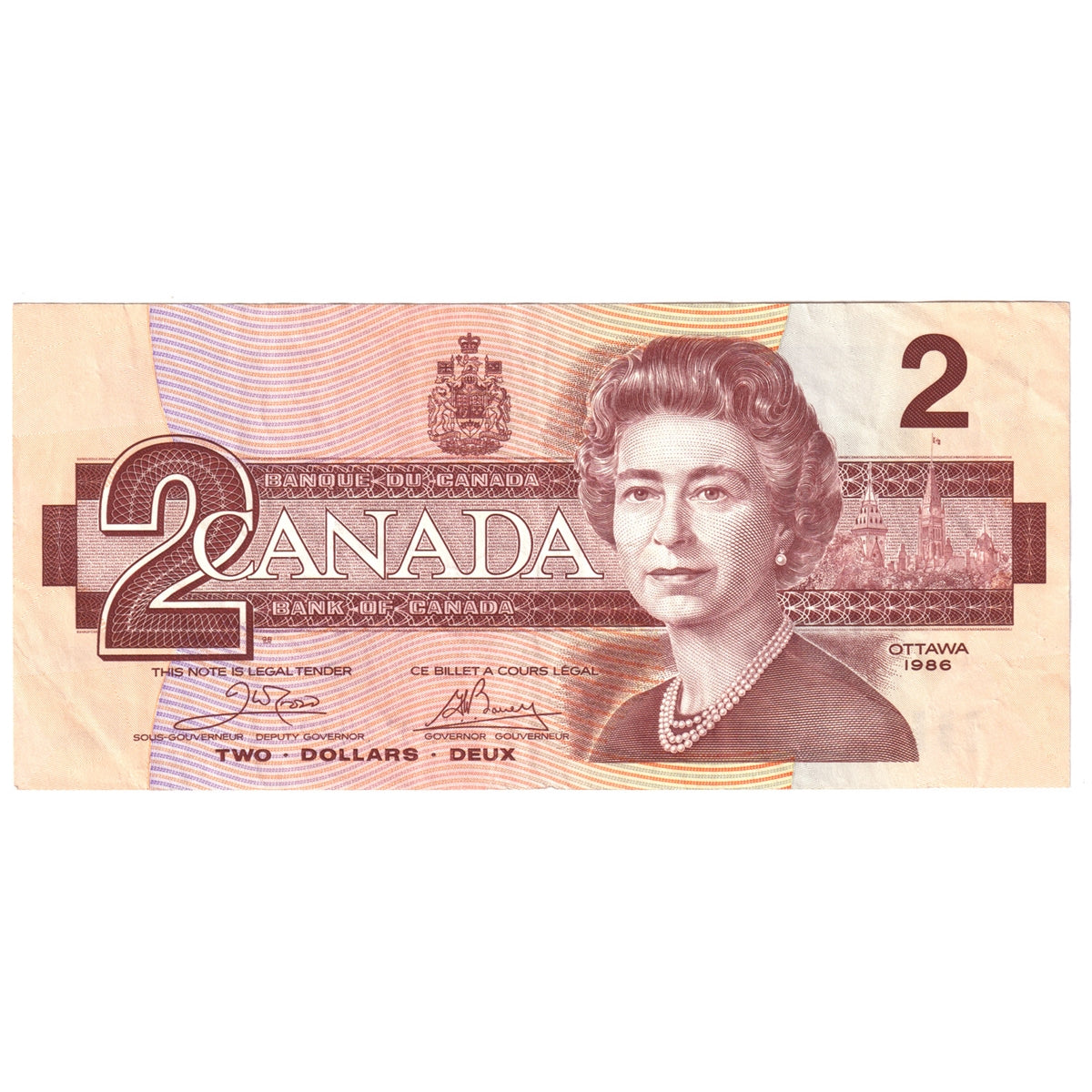 BC-55a 1986 Canada $2 Crow-Bouey, AUN, Very Fine (VF20)