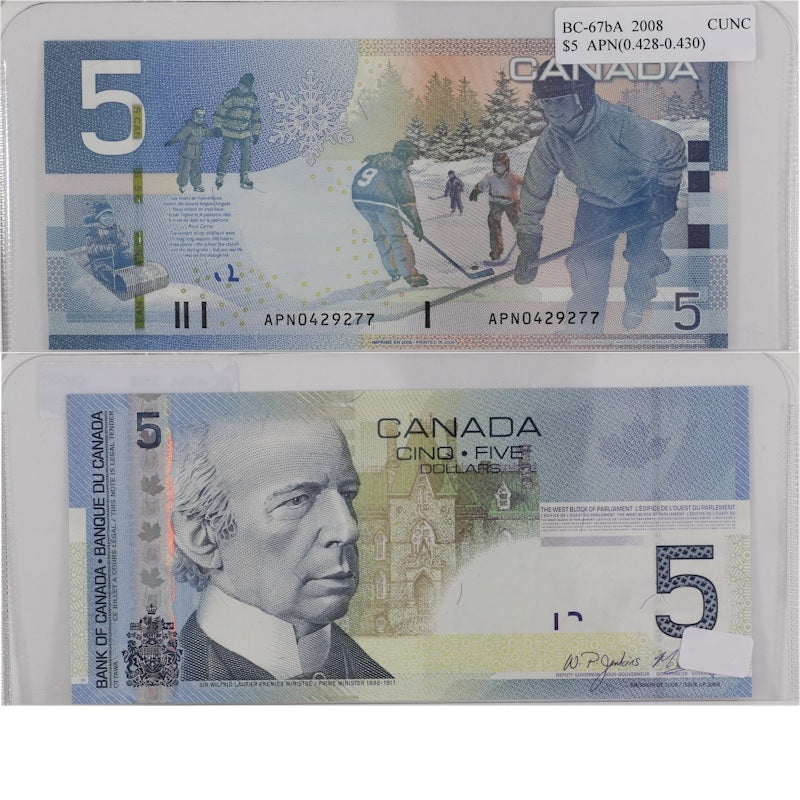 BC-67bA 2008 Canada $5 Jenkins-Carney, APN (0.428-0.43), Choice Uncirculated (CUNC63)