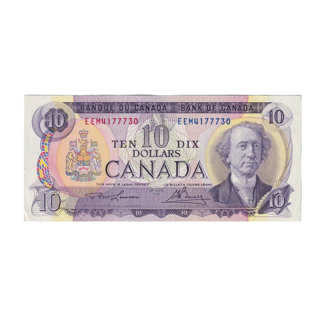 BC-49c-i 1971 Canada $10 Lawson-Bouey, EEM, AU-UNC (AU55)