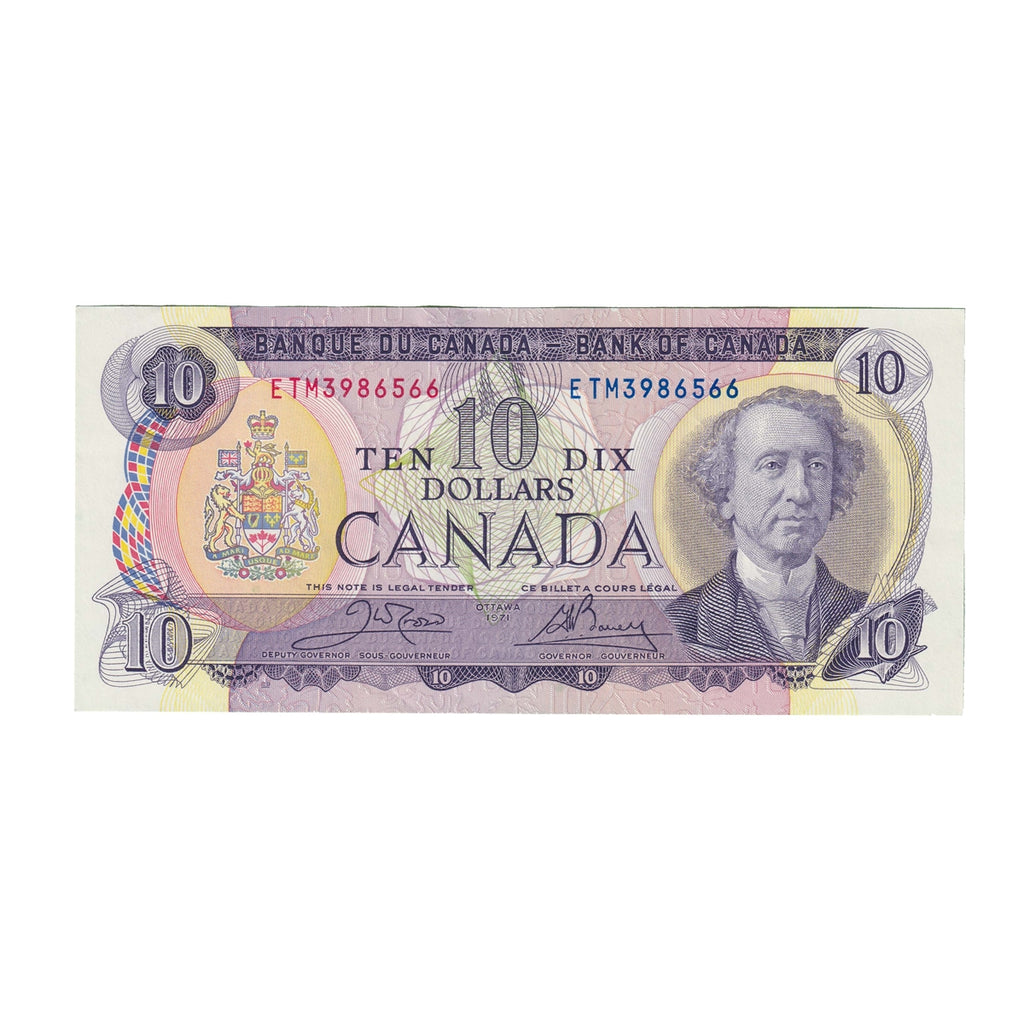 BC-49d 1971 Canada $10 Crow-Bouey, ETM, AU-UNC (AU55)