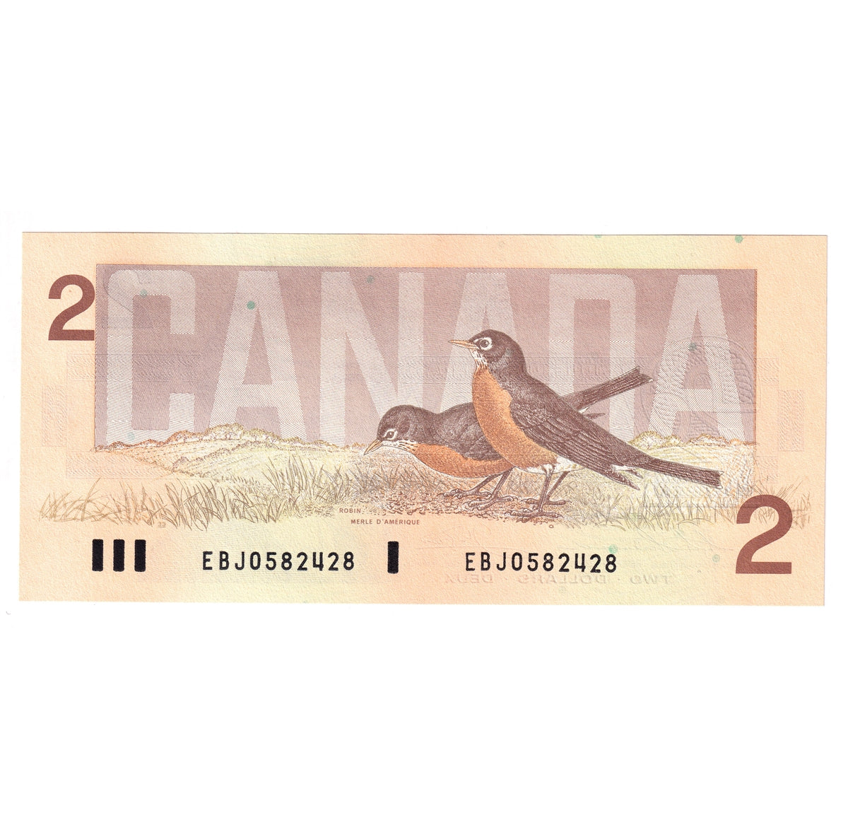BC-55b-i 1986 Canada $2 Thiessen-Crow, EBJ, Choice Uncirculated (CUNC63)