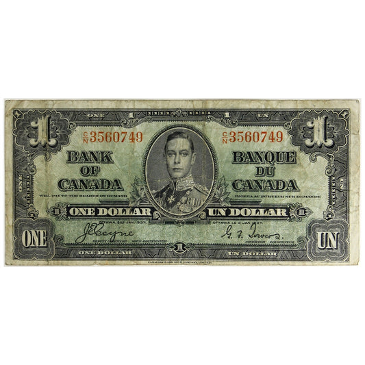 BC-21d 1937 Canada $1 Coyne-Towers, C/N, F