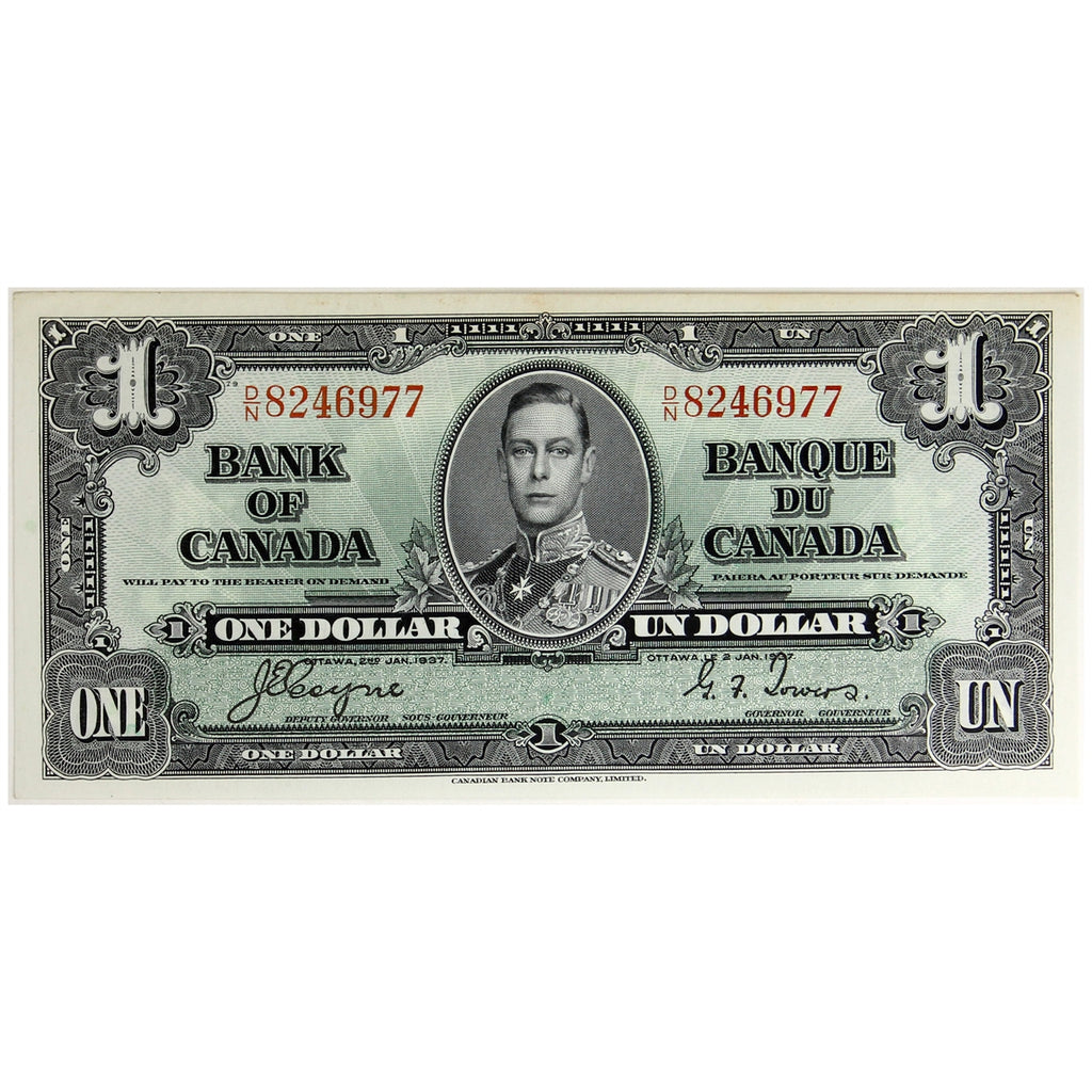 BC-21d 1937 Canada $1 Coyne-Towers, D/N, Almost Uncirculated (AU50)