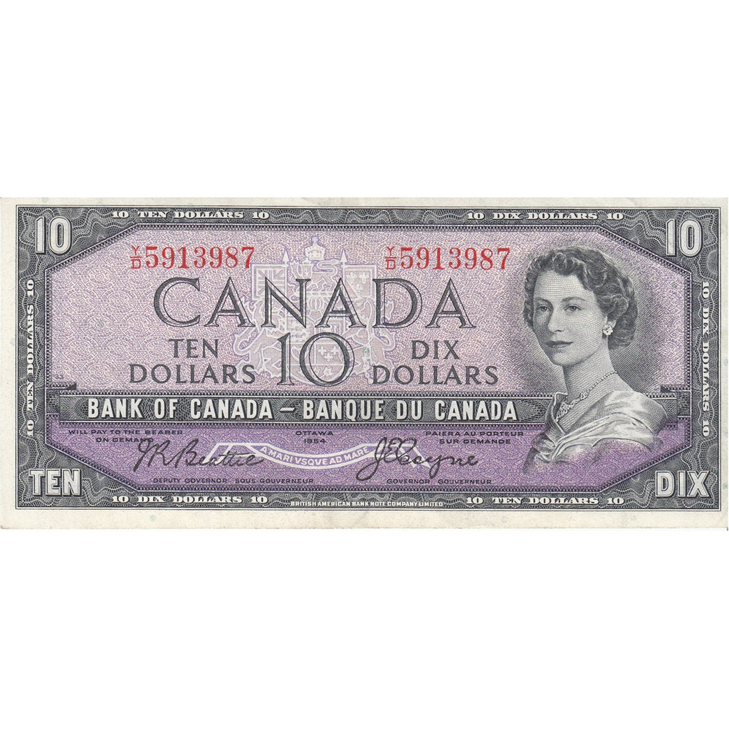 BC-40a 1954 Canada $10 Beattie-Coyne, Y/D, Very Fine (VF20)