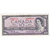 BC-40b 1954 Canada $10 Beattie-Rasminsky, D/V, Almost Uncirculated (AU50)