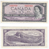 BC-40b 1954 Canada $10 Beattie-Rasminsky, H/V, Almost Uncirculated (AU50)