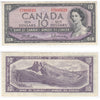 BC-40b 1954 Canada $10 Beattie-Rasminsky, O/V, Very Fine (VF20)