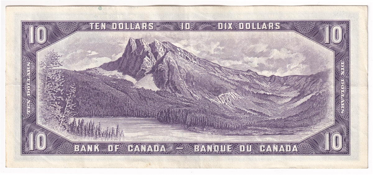 BC-40b 1954 Canada $10 Beattie-Rasminsky, P/T, EF