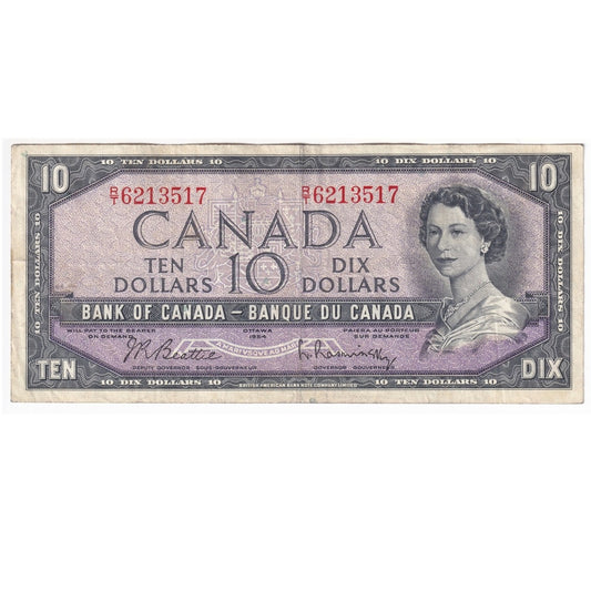 BC-40b 1954 Canada $10 Beattie-Rasminsky, R/T, Very Fine (VF20)