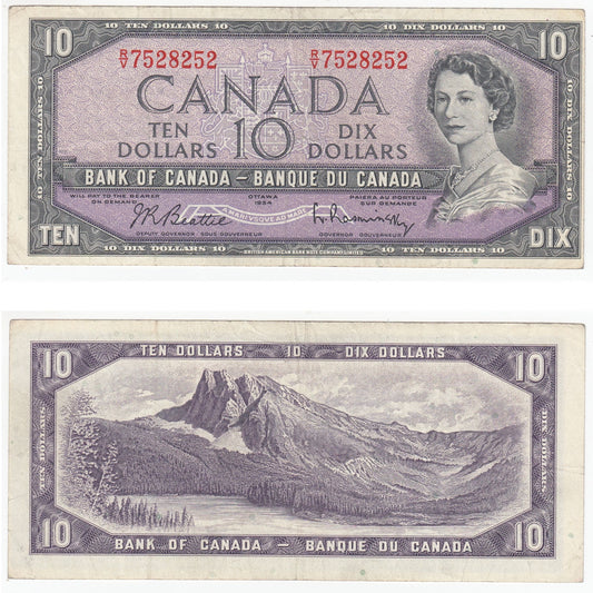BC-40b 1954 Canada $10 Beattie-Rasminsky, R/V, VF