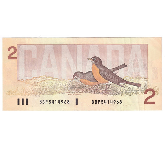 BC-55b 1986 Canada $2 Thiessen-Crow, BBP, Small B, VF-EF (VF30)