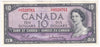 BC-40b 1954 Canada $10 Beattie-Rasminsky, V/T, Almost Uncirculated (AU50)