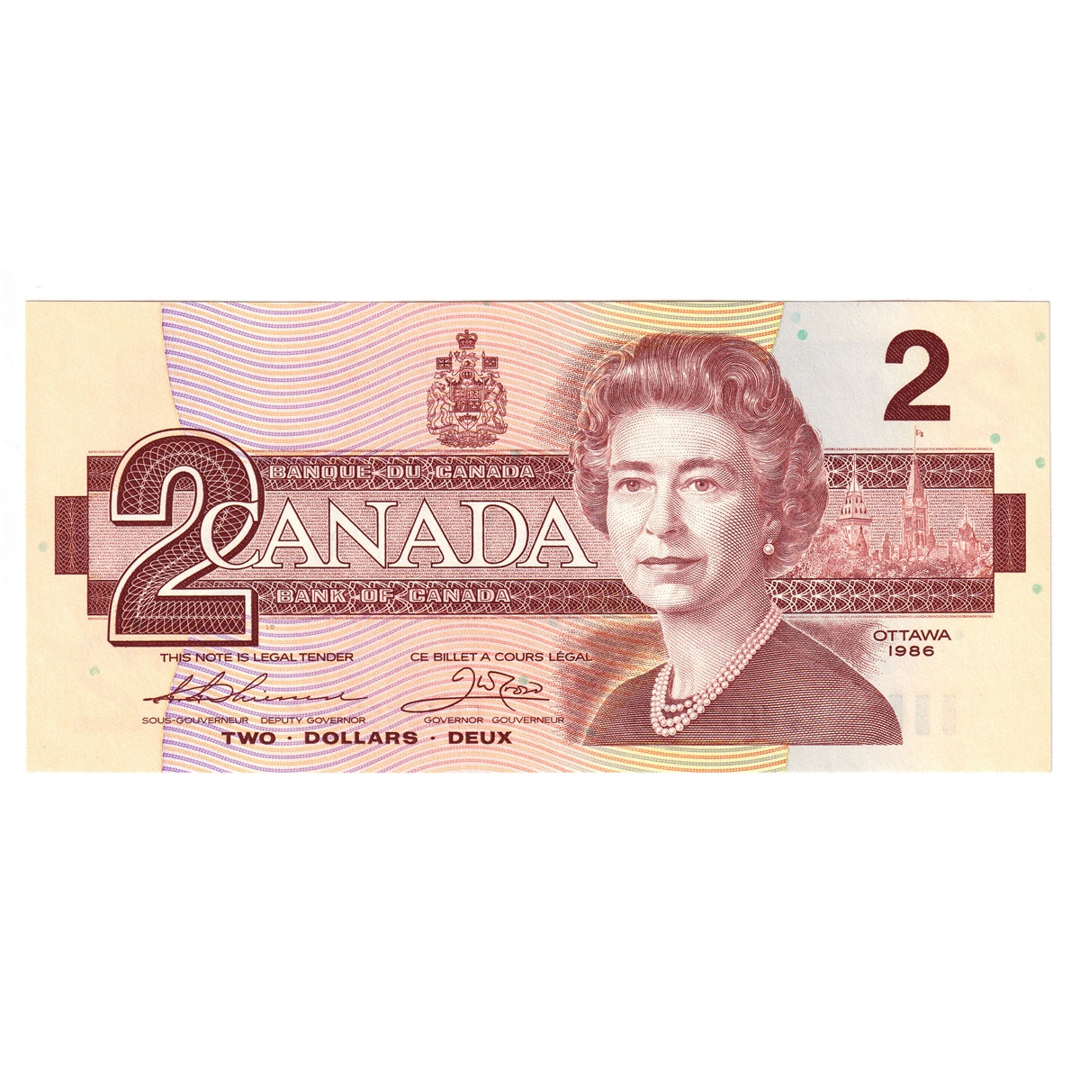 BC-55b-i 1986 Canada $2 Thiessen-Crow, EBJ, Uncirculated (MS60)