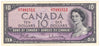 BC-40b 1954 Canada $10 Beattie-Rasminsky, X/T, Almost Uncirculated (AU50)