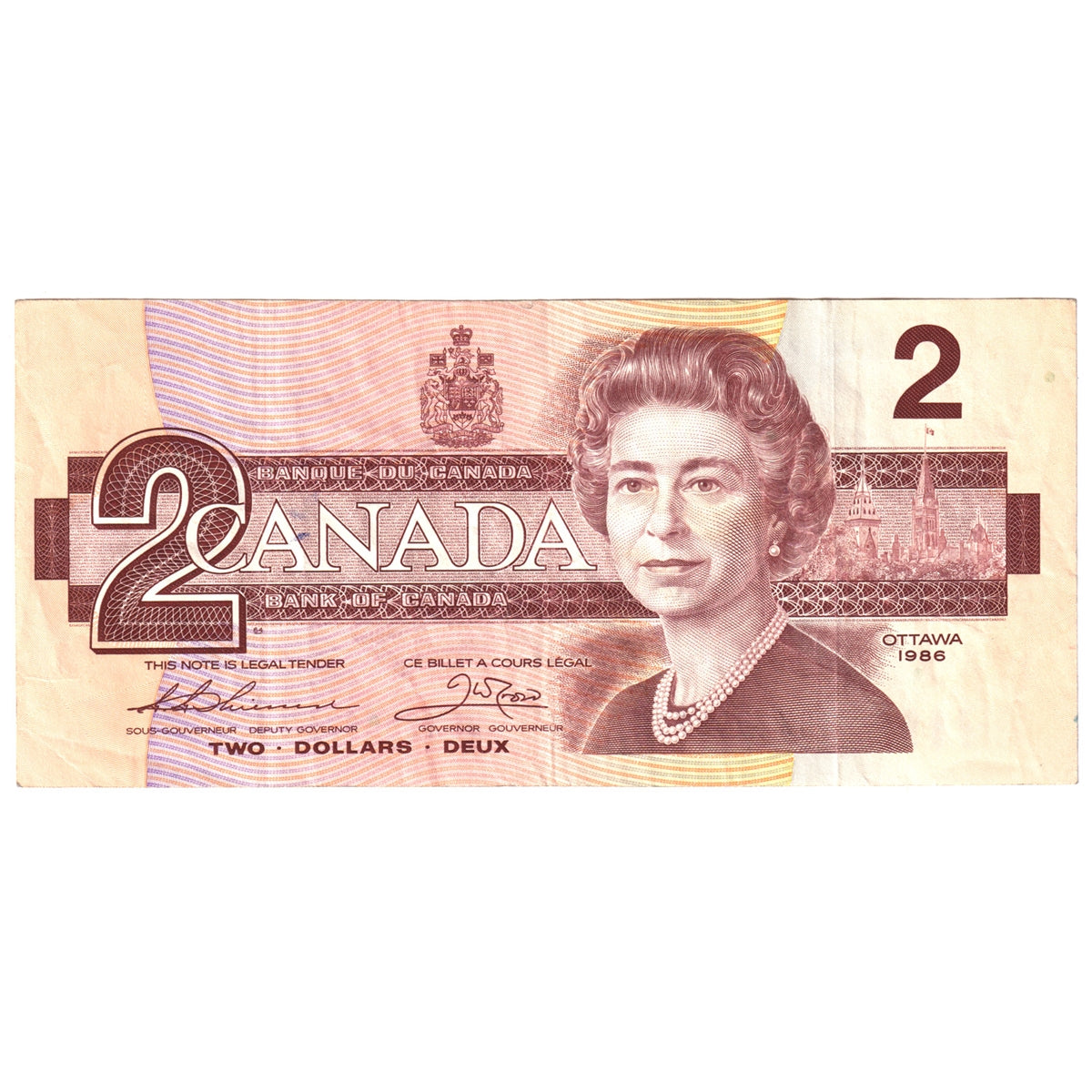 BC-55bA 1986 Canada $2 Thiessen-Crow, Small BBX, Very Fine (VF20)