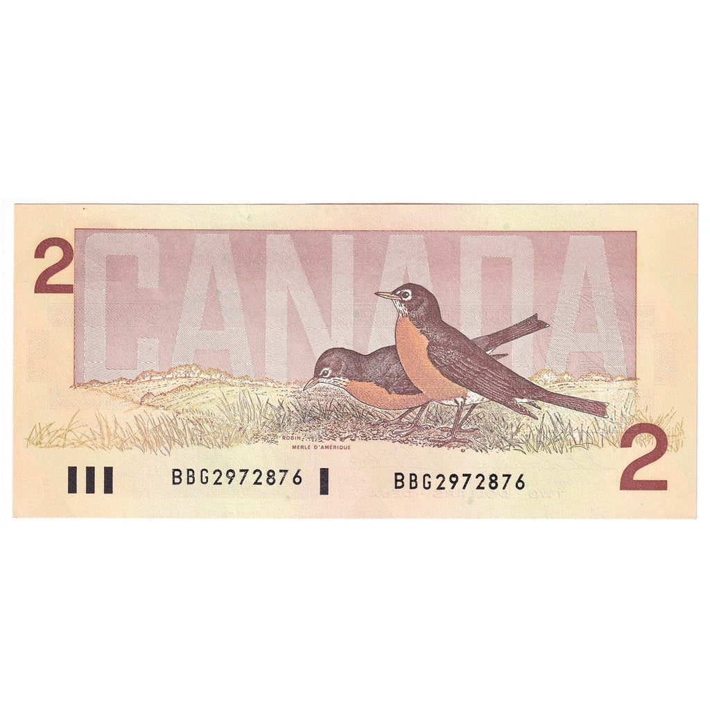 BC-55b 1986 Canada $2 Thiessen-Crow, BBG, Uncirculated (MS60)