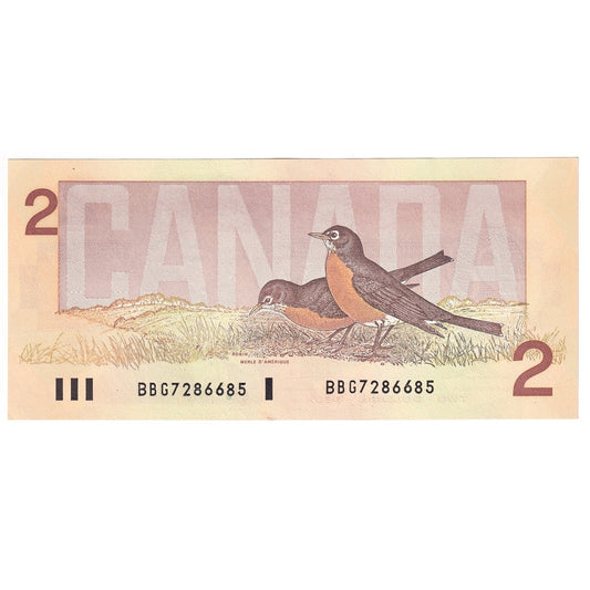 BC-55b 1986 Canada $2 Thiessen-Crow, BBG, AU-UNC (AU55)