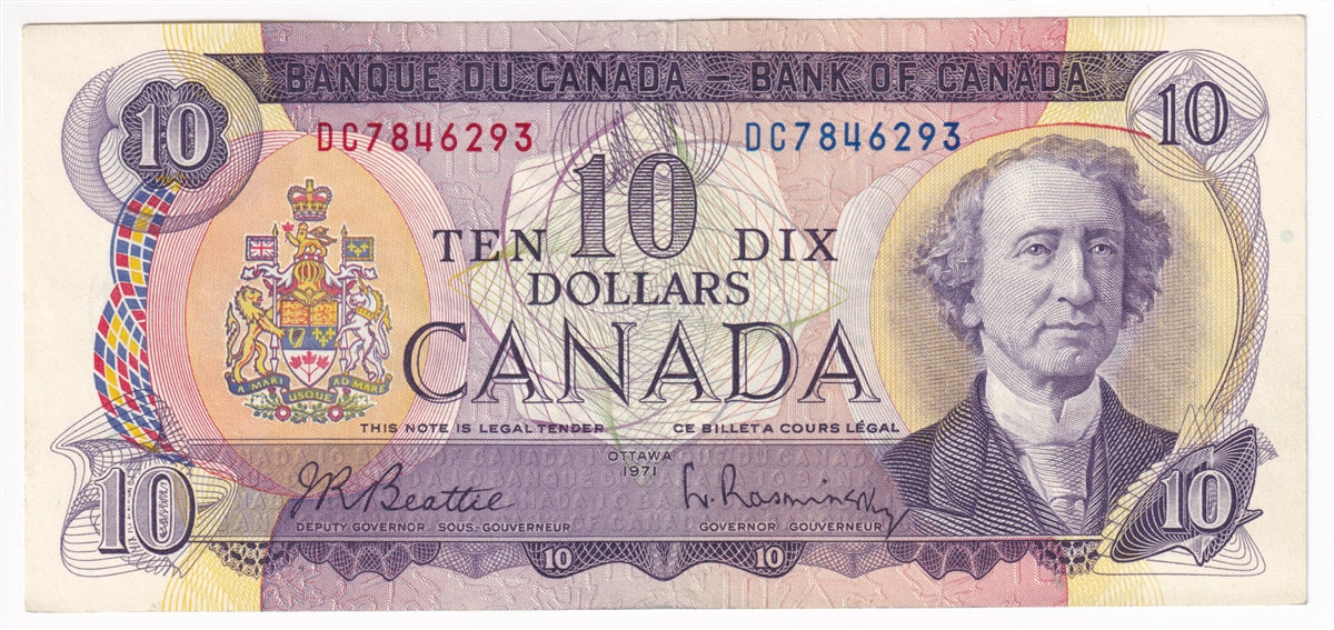 BC-49a 1971 Canada $10 Beattie-Rasminsky, DC, Extra Fine (EF40)