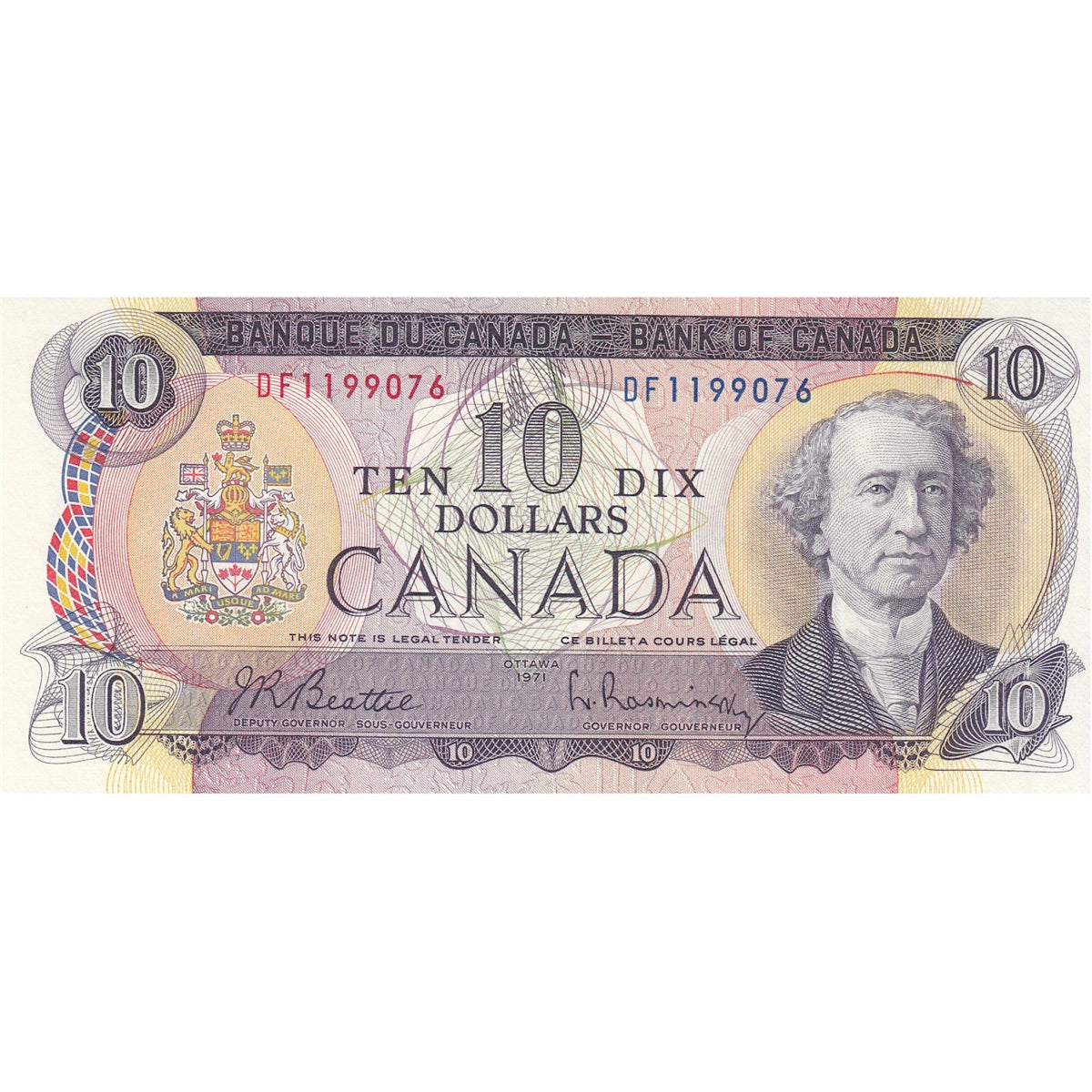 BC-49a 1971 Canada $10 Beattie-Rasminsky, DF, Choice Uncirculated (CUNC63)